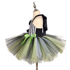 Kids Children Movie Beetlejuice Green Dress Outfits Cosplay Costume Halloween Carnival Suit