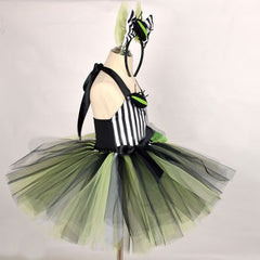 Kids Children Movie Beetlejuice Green Dress Outfits Cosplay Costume Halloween Carnival Suit