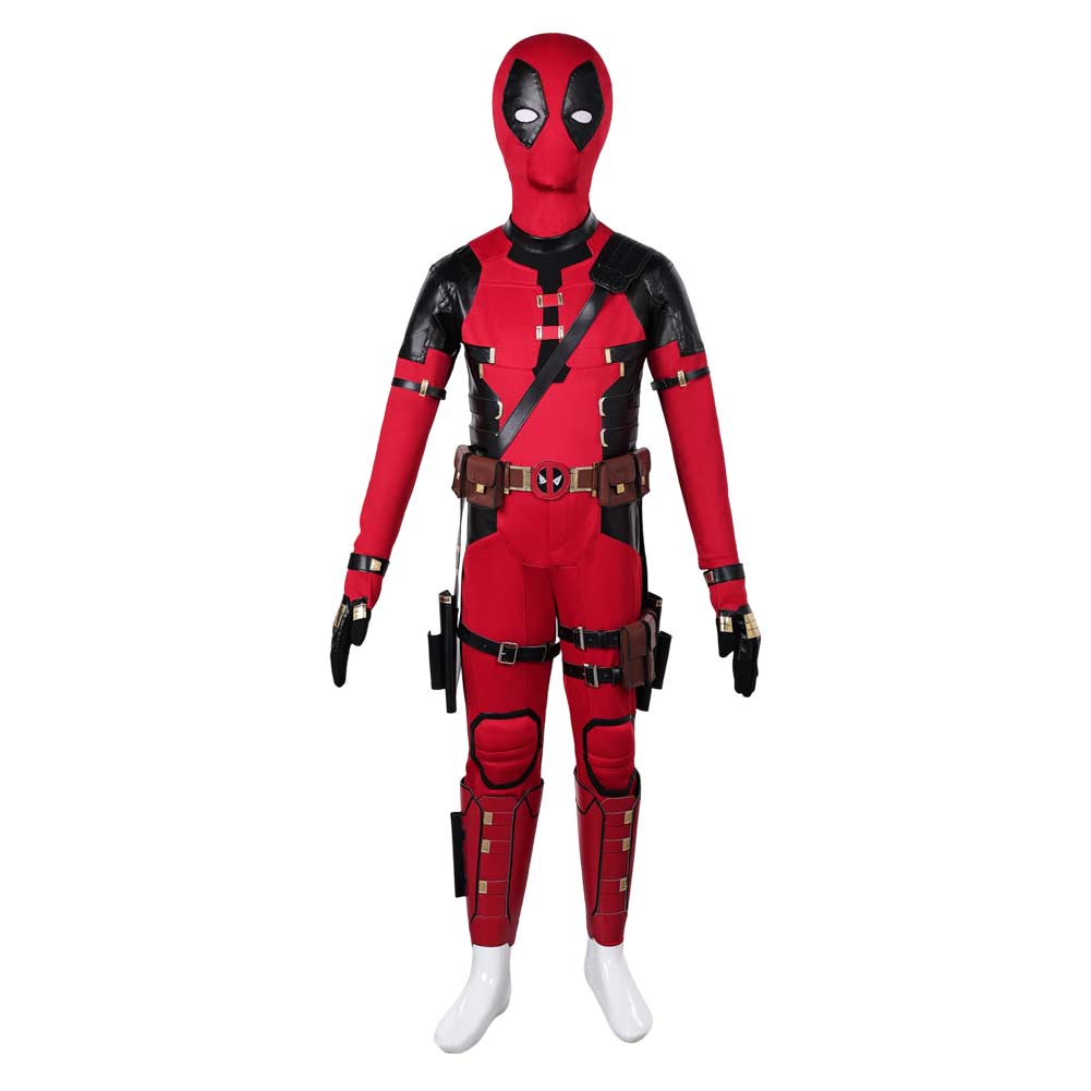 Kids Children Movie Deadpool & Wolverine (2024) Deadpool Red Outfits Cosplay Costume Halloween Carnival Suit