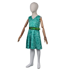 Kids Children Movie Inside Out 2 (2024) Disgust Dress Belt Outfits Cosplay Costume Halloween Carnival Suit