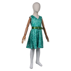 Kids Children Movie Inside Out 2 (2024) Disgust Dress Belt Outfits Cosplay Costume Halloween Carnival Suit