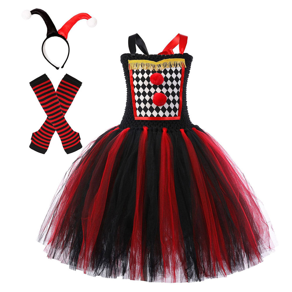 Kids Children Movie IT Pennywise Red Dress Outfits Cosplay Costume Halloween Carnival Suit