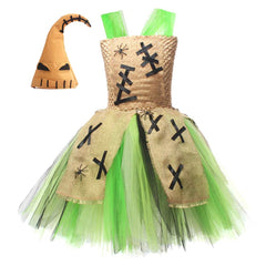 Kids Children Movie The Nightmare Before Christmas Oogie Boogie Green Tutu Dress Outfits Cosplay Costume Halloween Carnival Suit