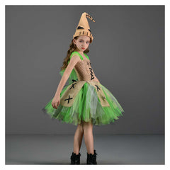 Kids Children Movie The Nightmare Before Christmas Oogie Boogie Green Tutu Dress Outfits Cosplay Costume Halloween Carnival Suit