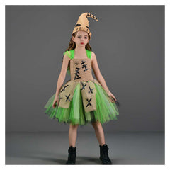 Kids Children Movie The Nightmare Before Christmas Oogie Boogie Green Tutu Dress Outfits Cosplay Costume Halloween Carnival Suit