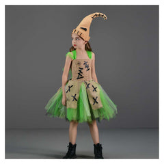 Kids Children Movie The Nightmare Before Christmas Oogie Boogie Green Tutu Dress Outfits Cosplay Costume Halloween Carnival Suit