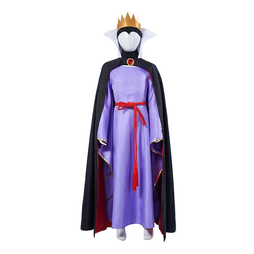 Kids Children Sow White Evil Queen Purple Dress Cloak Set Outfits Cosplay Costume