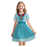 Kids Children Stranger Things (2026) Holly Wheeler Blue Printed Simple Dress Outfits Cosplay Costume