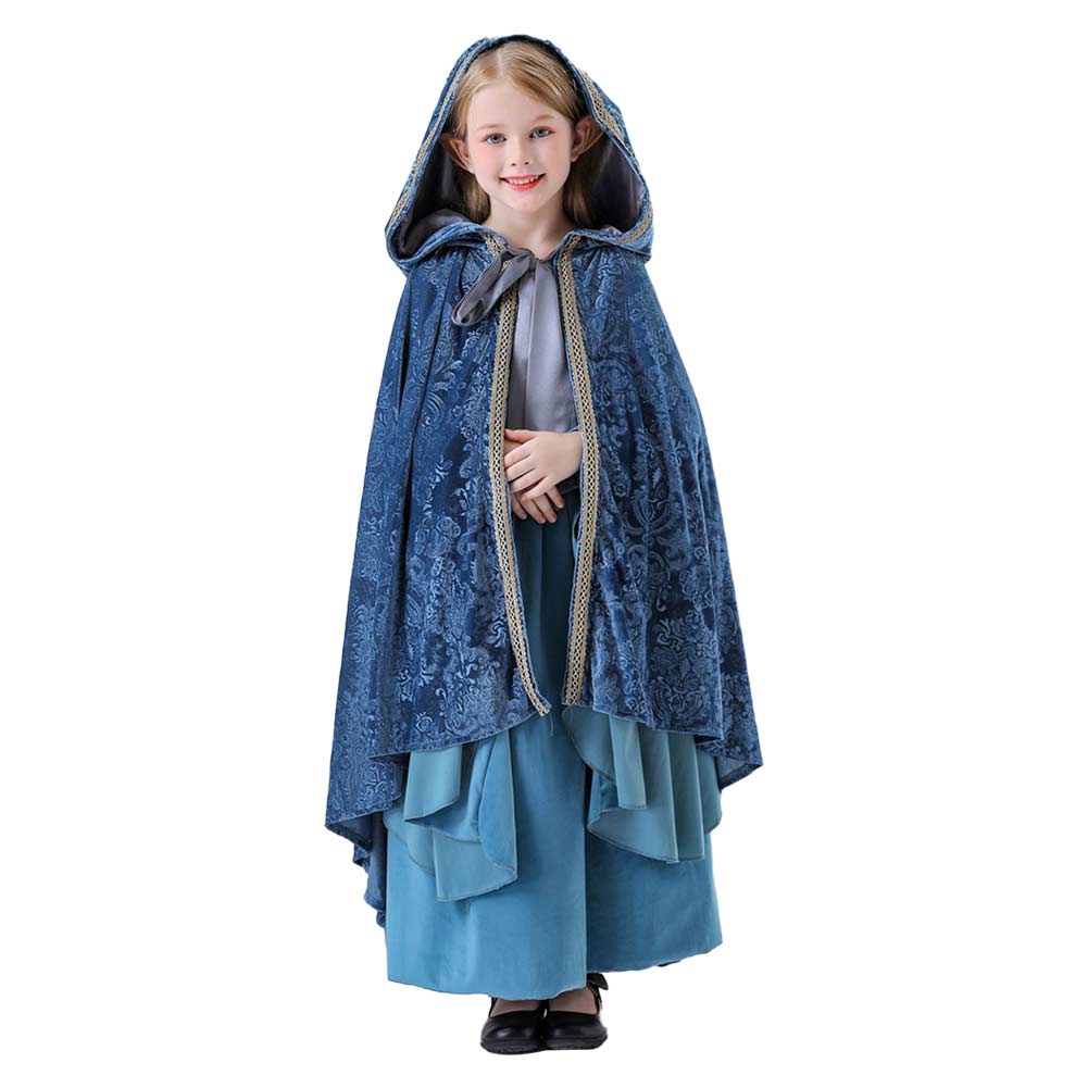 Kids Children The Lord Of The Rings Arwen Blue Dress Cloak Set Outfits Cosplay Costume