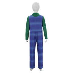 Kids Children The Super Mario Galaxy Movie (2026) Luigi Blue Overalls Set Outfits Cosplay Costume