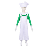 Kids Children The Super Mario Galaxy Movie (2026) Luigi White Plush Hat Jumpsuit Outfits Cosplay Costume