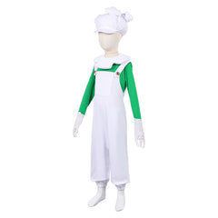 Kids Children The Super Mario Galaxy Movie (2026) Luigi White Plush Hat Jumpsuit Outfits Cosplay Costume