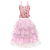 Kids Children Wicked (2024) Glinda Pink Mesh Skirt Outfits Cosplay Costume