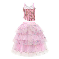 Kids Children Wicked (2024) Glinda Pink Mesh Skirt Outfits Cosplay Costume