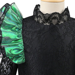 Kids Children Wicked Elphaba Black Lace Dress Cloak Outfits Cosplay Costume