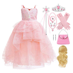 Kids Children Wicked: For Good (2025) Glinda Pink Tutu Dress Accessories Set Outfits Cosplay Costume
