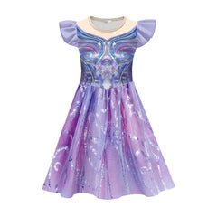 Kids Children Wicked: For Good (2025) Glinda Purple Fly Sleeve Dress Cosplay Costume