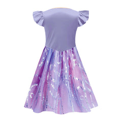Kids Children Wicked: For Good (2025) Glinda Purple Fly Sleeve Dress Cosplay Costume