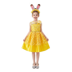 Kids Children Zootopia 2 Judy Yellow Dress Headband Set Outfits Cosplay Costume
