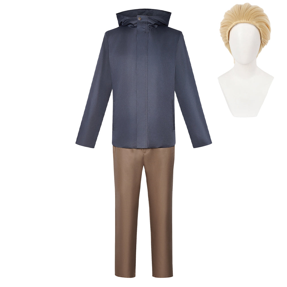 Kinji Hakari Blue Hoodie Brown Trousers Set Outfits Halloween Cosplay Costume