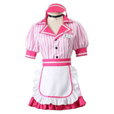 Kitagawa Marin Pink Striped Waitress Dress Set Outfits Cosplay Costume