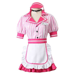 Kitagawa Marin Pink Striped Waitress Dress Set Outfits Cosplay Costume