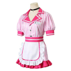 Kitagawa Marin Pink Striped Waitress Dress Set Outfits Cosplay Costume