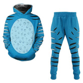 KPop Demon Hunters (2025) Blue Derpy Tiger Hoodie Trouser Set Outfits Cosplay Costume