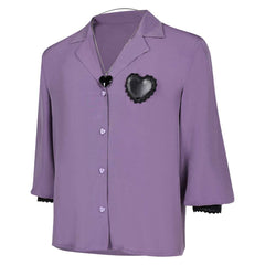 KPop Demon Hunters (2025) Romance Saja Purple Shirt Necklace Outfits Cosplay Costume