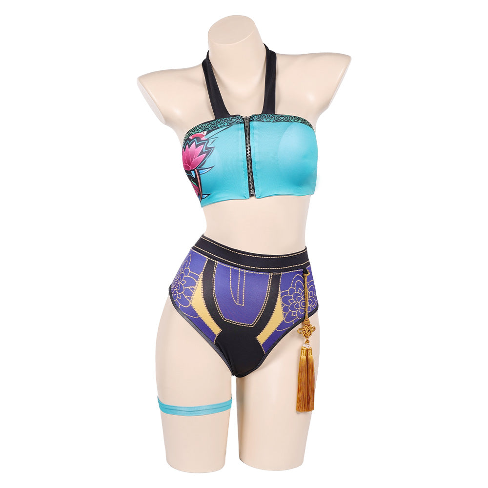 KPop Demon Hunters (2025) Zoey Blue Swimsuit Set Outfits Cosplay Costume - Coshduk