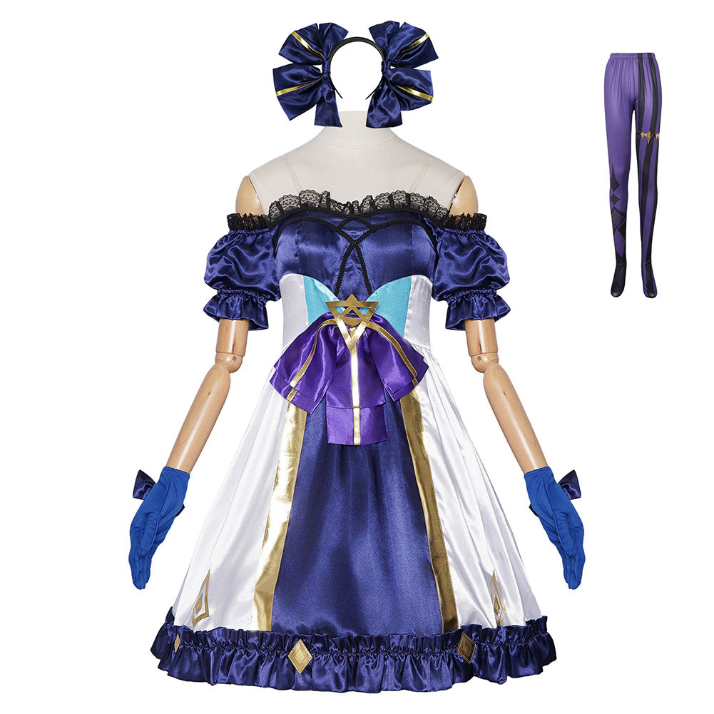 League Of Legends Gwen Blue White Lolita Dress Set Outfits Cosplay Costume