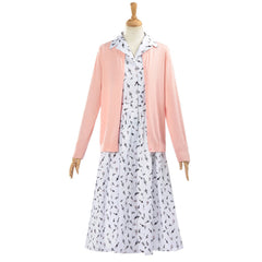 Matilda 2022 Miss Honey Pink Cardigan White Dress Set Outfits Cosplay Costume