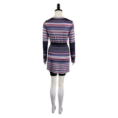 Movie Beetlejuice 2 (2024) Astrid Deetz Striped Dress Outfits Cosplay Costume Halloween Carnival Suit