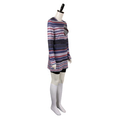 Movie Beetlejuice 2 (2024) Astrid Deetz Striped Dress Outfits Cosplay Costume Halloween Carnival Suit