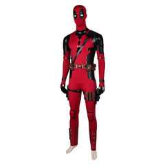 Movie Deadpool & Wolverine (2024) Wade Wilson Red Battle Jumpsuit Outfits Cosplay Costume Halloween Carnival Suit
