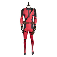 Movie Deadpool & Wolverine (2024) Wade Wilson Red Jumpsuit Shoulder Strap Outfits Cosplay Costume Halloween Carnival Suit