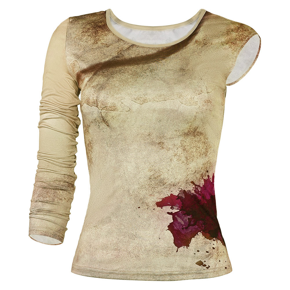 Movie Furiosa: A Mad Max Saga (2024) Furiosa Round Neck Bloody Top Cosplay Costume Outfits Halloween Carnival Suit