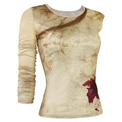 Movie Furiosa: A Mad Max Saga (2024) Furiosa Round Neck Bloody Top Cosplay Costume Outfits Halloween Carnival Suit