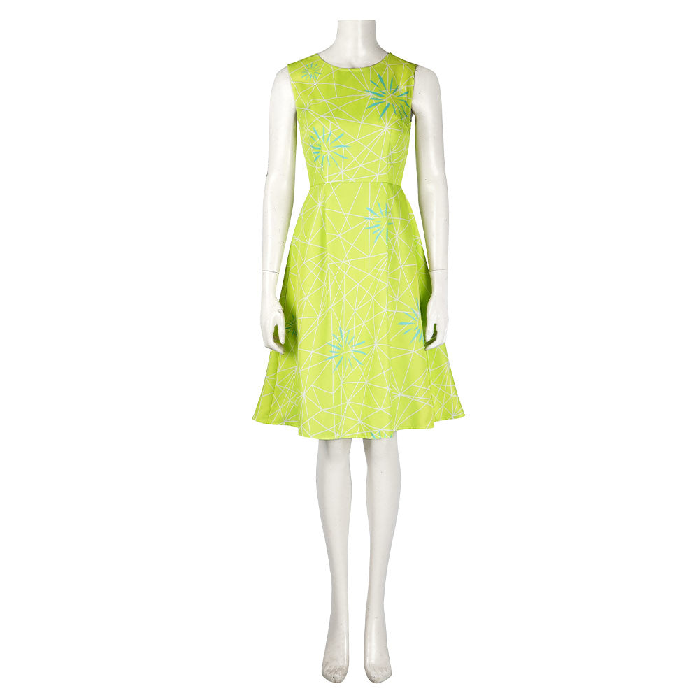 Movie Inside Out 2 (2024) Joy Green Dress Outfits Cosplay Costume Halloween Carnival Suit