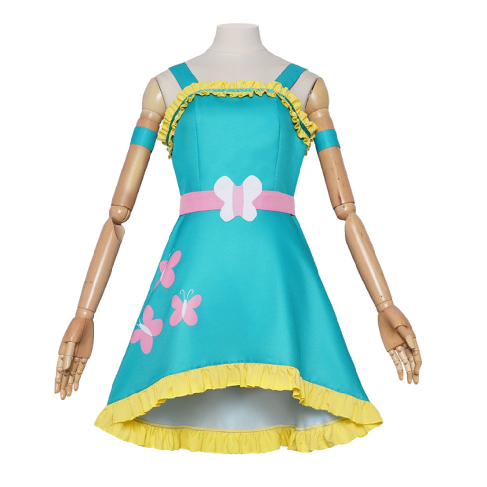 My Little Pony Equestria Girls Fluttershy Blue Dress Outfits Cosplay Costume