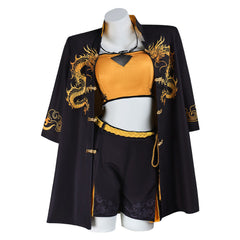 Naraka: Bladepoint Bruce Lee Lannie Yellow Black Set Outfits Cosplay Costume