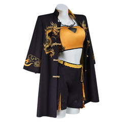 Naraka: Bladepoint Bruce Lee Lannie Yellow Black Set Outfits Cosplay Costume