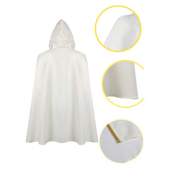 Octopath Traveler Temenos Mistral Gold Trim White Hooded Cloak Outfits Cosplay Costume