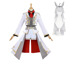 Oguri Cap White Red Set Outfits Cosplay Costume Halloween Carnival Suit