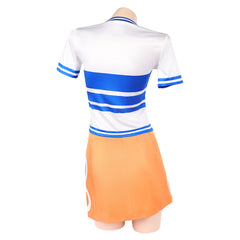 One Piece Film Red Nami Blue Striped Shirt Skirt Set Outfits Cosplay Costume