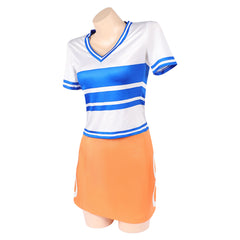One Piece Film Red Nami Blue Striped Shirt Skirt Set Outfits Cosplay Costume