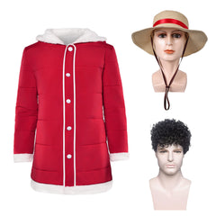 One Piece Live-action 2 (2026) Luffy Red Winter Hooded Jacket Coat Outfits Cosplay Costume