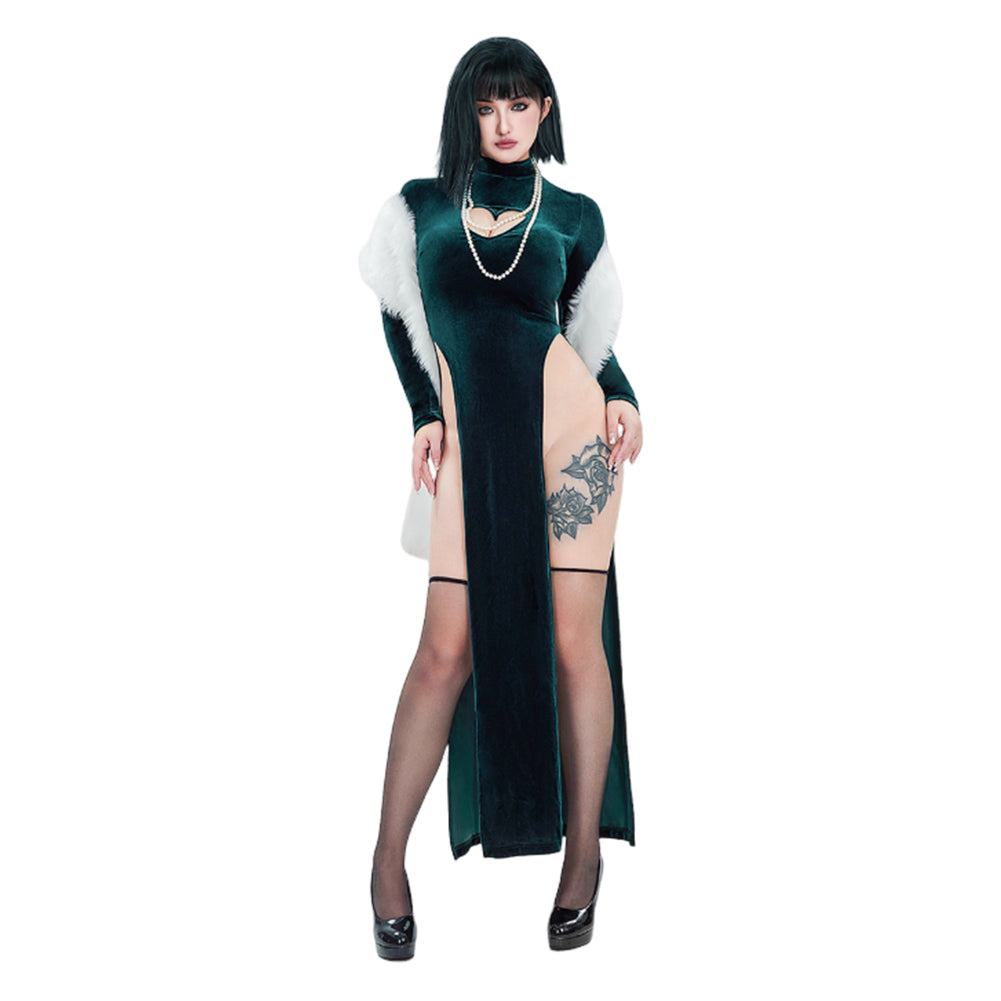 One Punch Man Season 3 (2025) Fubuki Green Sexy Cheongsam Qipao Set Outfits Cosplay Costume