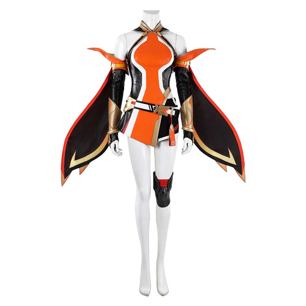 Overwatch Anran Ye Red Black Set Outfits Cosplay Costume Halloween Suit