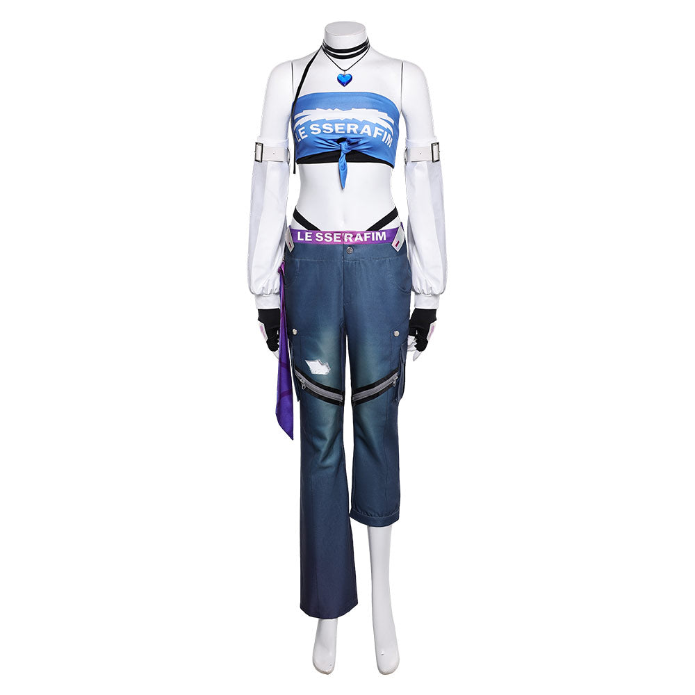 Overwatch D.VA Le Sserafim Blue Set Stage Outfits Cosplay Costume